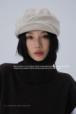 pleated beret hat