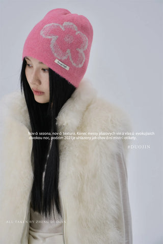 flower jacquard beanie