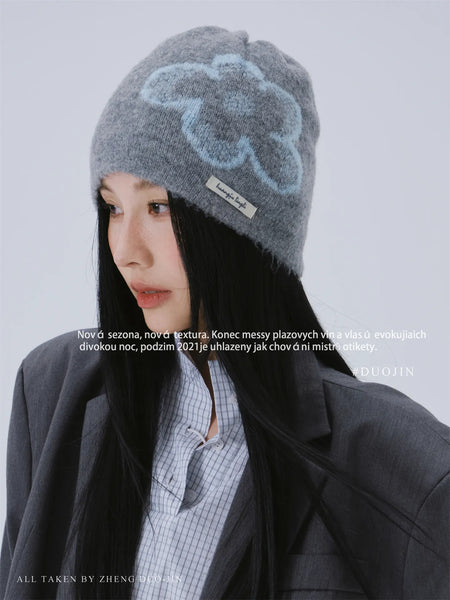 flower jacquard beanie