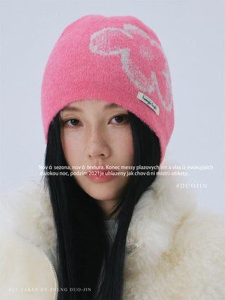 flower jacquard beanie