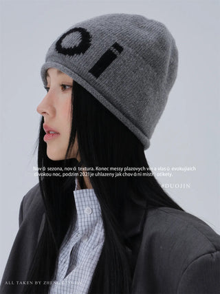 letters knit beanie