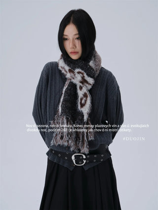 leopard velvet scarf