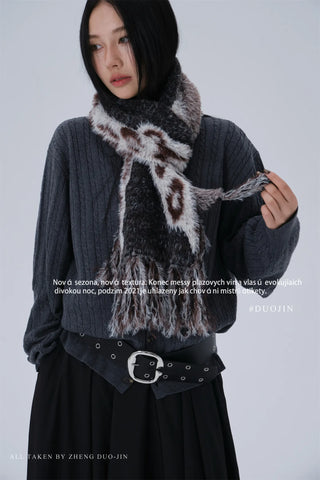 leopard velvet scarf