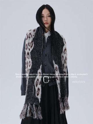 leopard velvet scarf