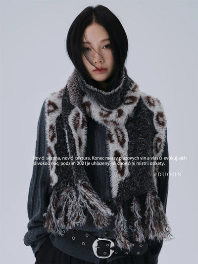leopard velvet scarf