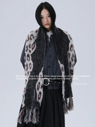 leopard velvet scarf