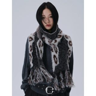 leopard velvet scarf