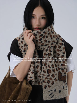 cat leopard scarf