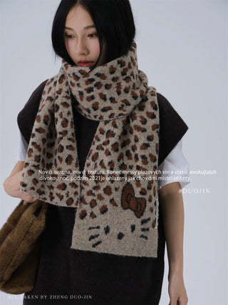 cat leopard scarf