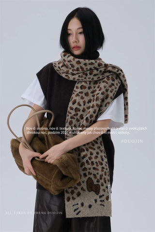 cat leopard scarf