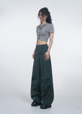 Retro crop polo top