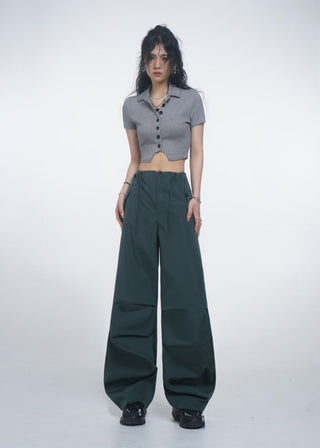 Retro crop polo top