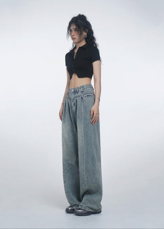 Retro crop polo top