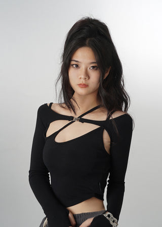 Two-piece design long-sleeved top