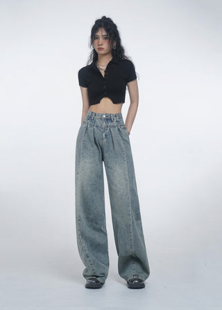 Retro crop polo top