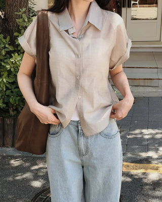Cooling Tencel Roll-Up Blouse