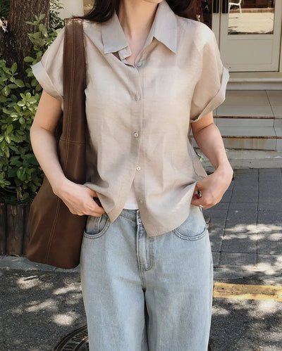Cooling Tencel Roll-Up Blouse