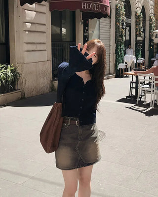 Vintage Wash Denim Skirt