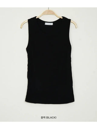 Ribbed round sleeveless top