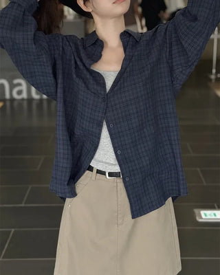 Loose-fit summer check shirt