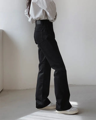 (basic/long) Premium semi-bootcut black denim pants - 4 sizes
