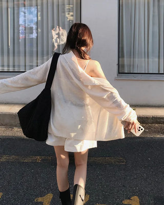 Perforated Collar Knit Jacket