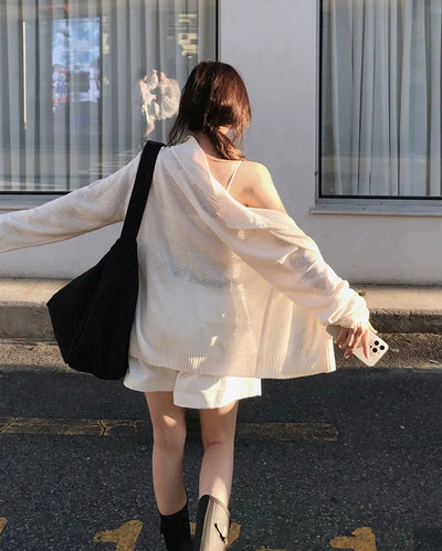 Perforated Collar Knit Jacket