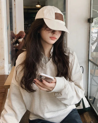 (6 colors) Slim Slit Pattern V-Neck Sweatshirt
