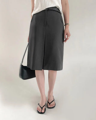 Front pleated midi skirt