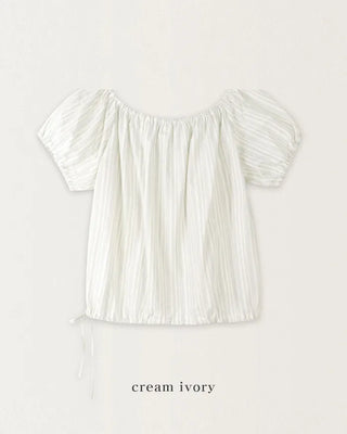 Striped Border Short-Sleeve Blouse