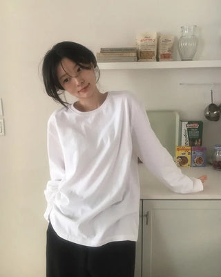 (Short-sleeved/Long-sleeved) Clean Cotton Daily Plain T-Shirt