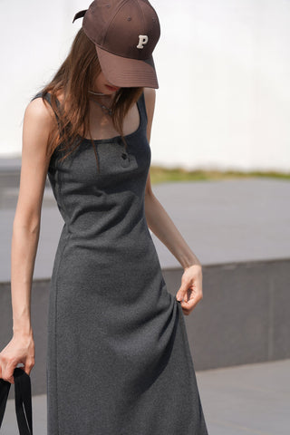 gray suspender dress