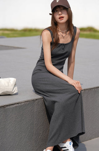 gray suspender dress