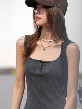 gray suspender dress