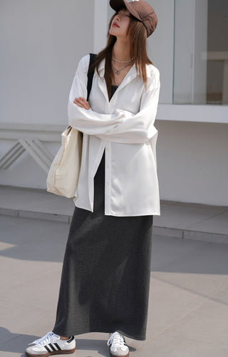gray suspender dress