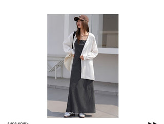 gray suspender dress