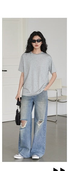 blue ripped jeans