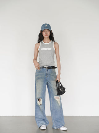 blue ripped jeans