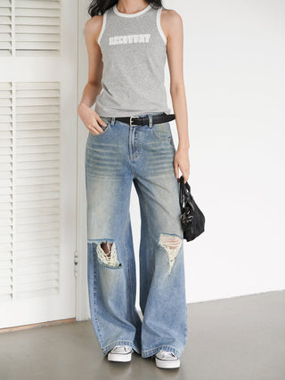 blue ripped jeans