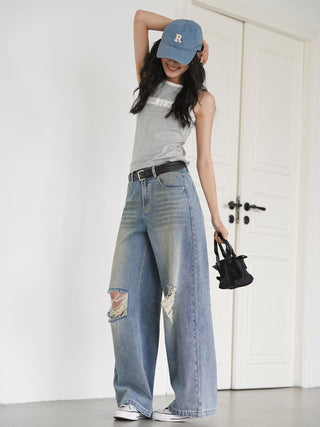 blue ripped jeans