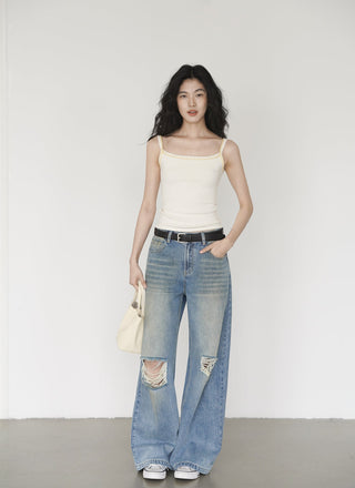 blue ripped jeans