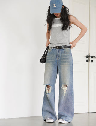 blue ripped jeans