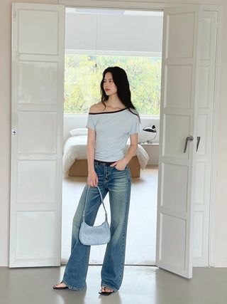 patchwork shoulder top