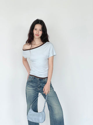 patchwork shoulder top