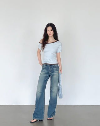 patchwork shoulder top
