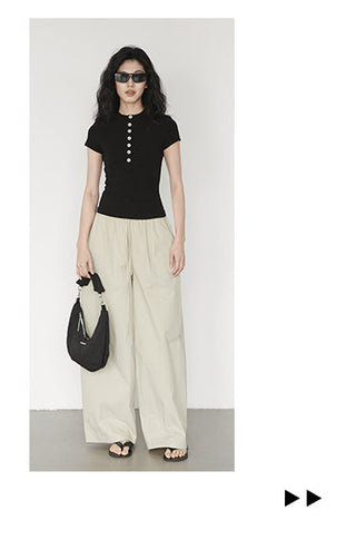 elastic wide pants