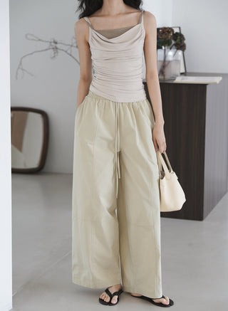 elastic wide pants