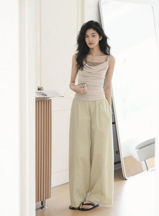 elastic wide pants