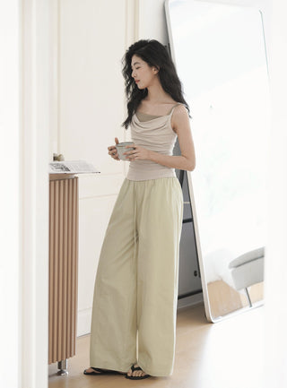 elastic wide pants