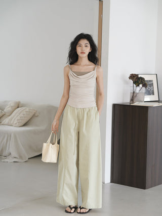 elastic wide pants